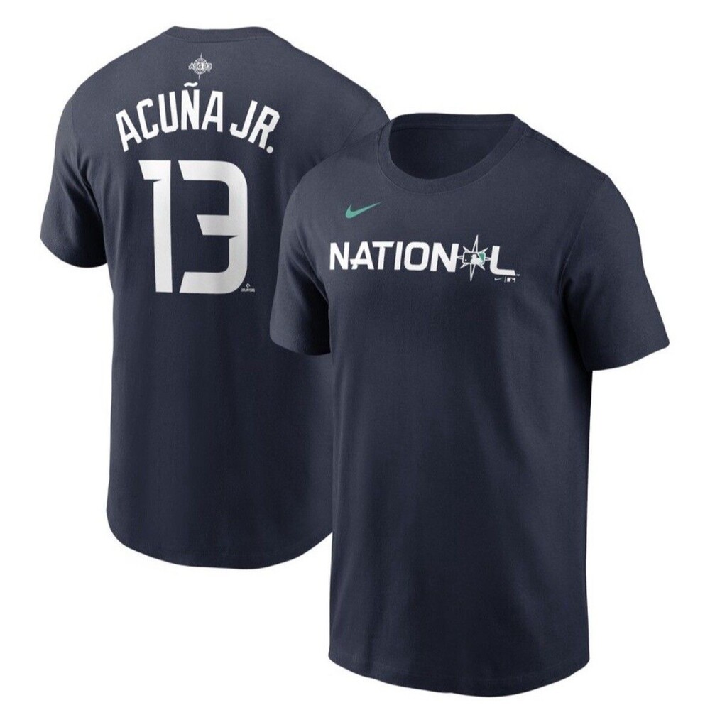 Mens National League Ronald Acuna Jr. Nike 13 Shirt New Navy MLB 2023 All star